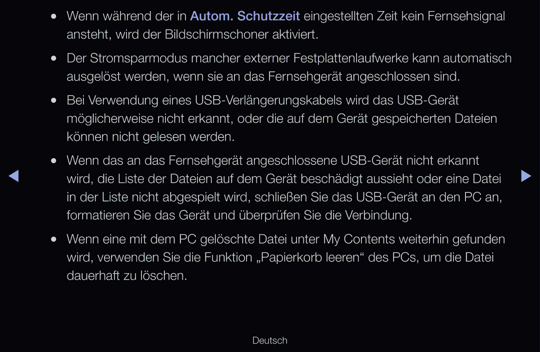 Samsung UE40D6380SSXZG Ansteht, wird der Bildschirmschoner aktiviert, Können nicht gelesen werden, Dauerhaft zu löschen 