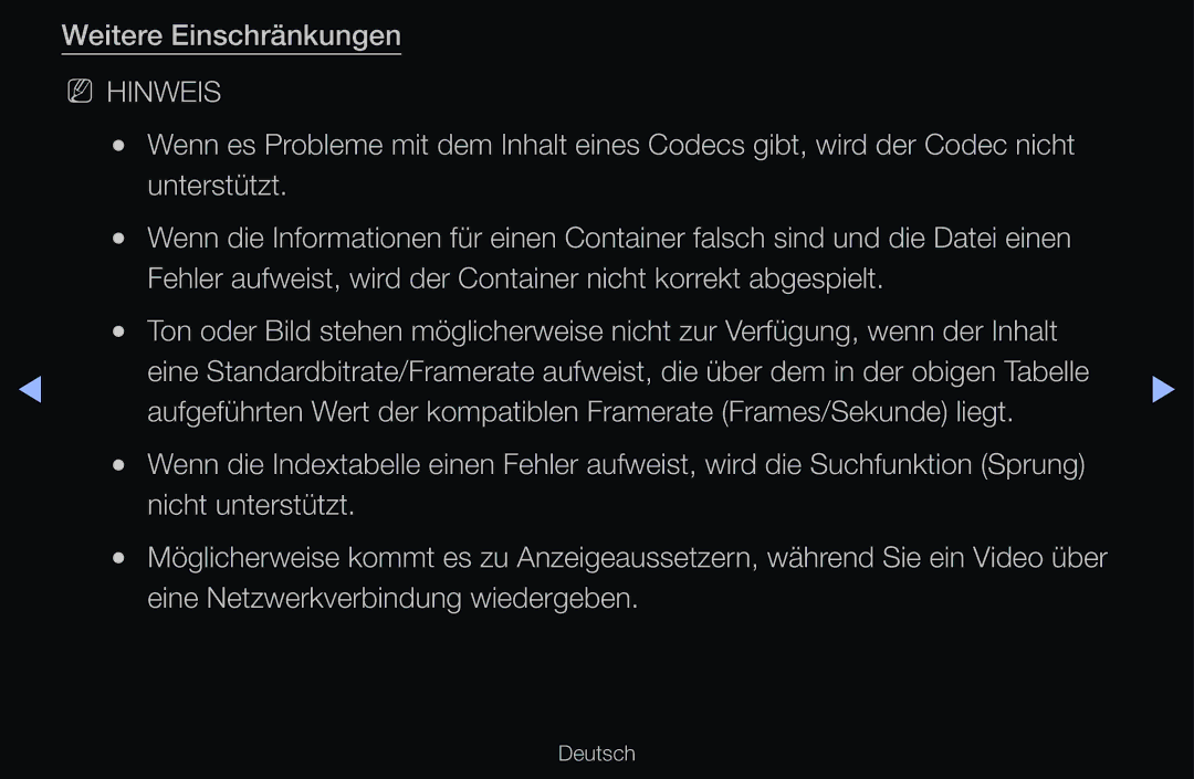 Samsung UE32D6000TWXZG, UE40D6530WSXZG, UE40D6530WSXXN manual Weitere Einschränkungen, Eine Netzwerkverbindung wiedergeben 