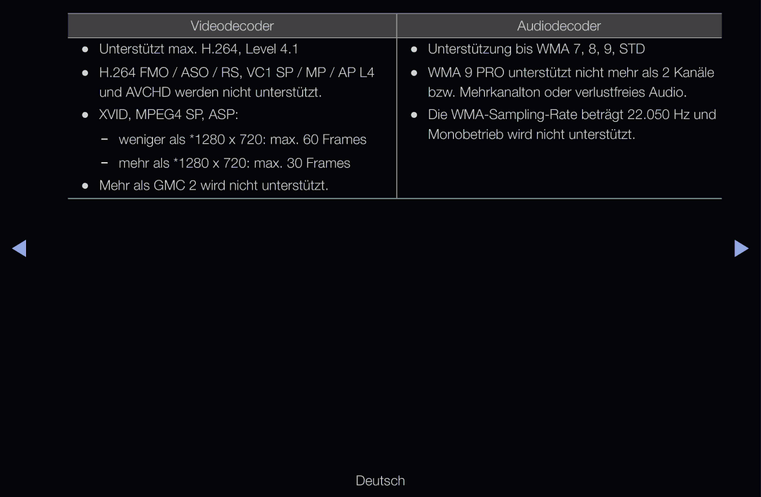 Samsung UE37D6390SSXZG, UE40D6530WSXZG, UE40D6530WSXXN, UE40D6510WSXZG, UE46D6770WSXZG, UE46D6500VSXTK XVID, MPEG4 SP, ASP 