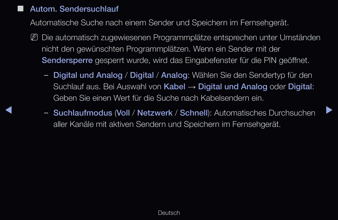 Samsung UE37D6770WSXZG, UE40D6530WSXZG, UE40D6530WSXXN manual Geben Sie einen Wert für die Suche nach Kabelsendern ein 