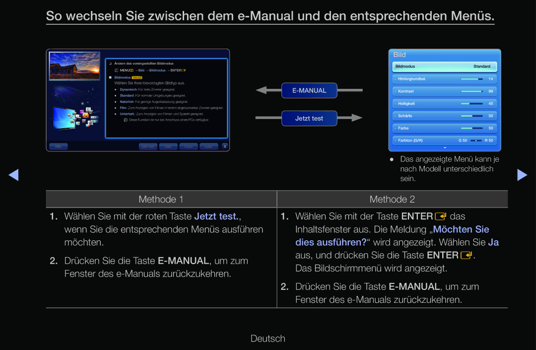 Samsung UE40D6530WSXXN, UE40D6530WSXZG, UE40D6510WSXZG manual Das angezeigte Menü kann je Nach Modell unterschiedlich Sein 