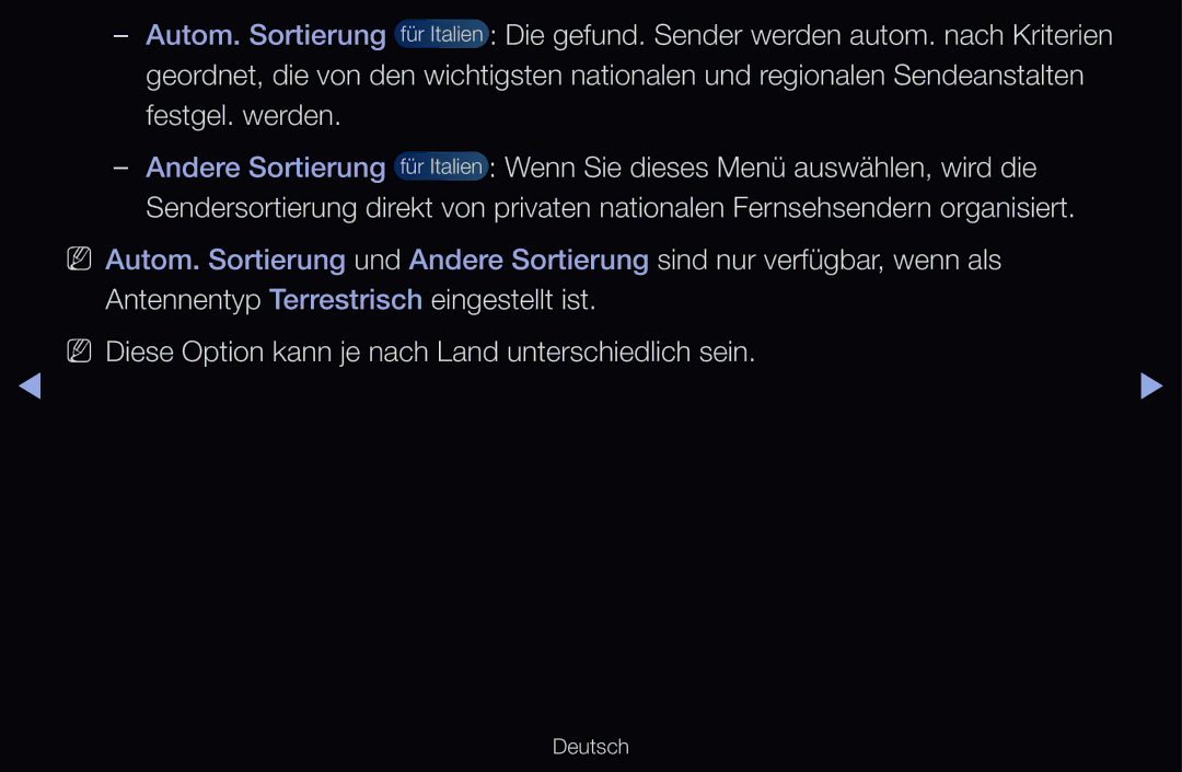 Samsung UE37D6390SSXZG, UE40D6530WSXZG, UE40D6530WSXXN manual NN Diese Option kann je nach Land unterschiedlich sein 