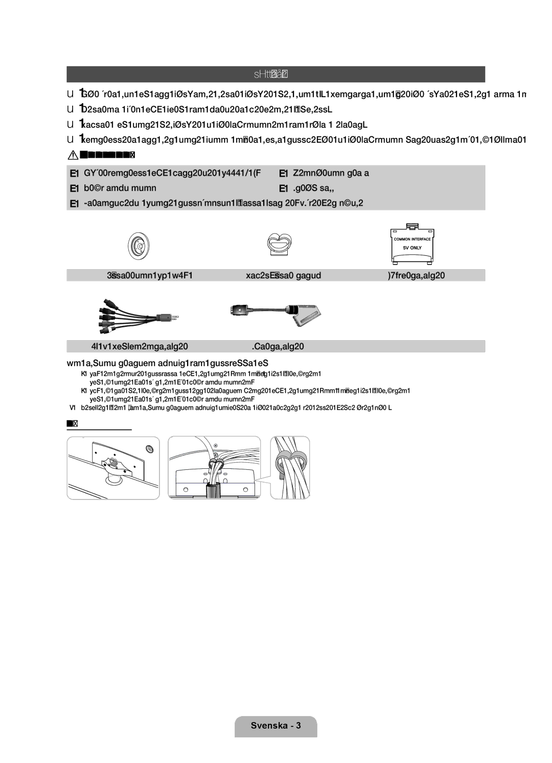 Samsung UE46D6535WSXXE manual Tillbehör, AV / Komponentadapter, En administrationsavgift kan tillkomma om, Montera stativet 