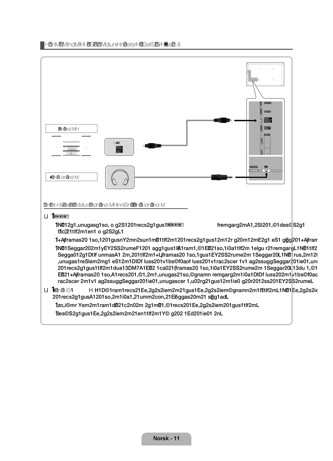 Samsung UE32D6505VSXXE, UE40D6535WSXXE, UE46D6515WSXXE, UE32D6535WSXXE, UE32D6575WSXXE, UE46D6535WSXXE manual Lydtilkobling 