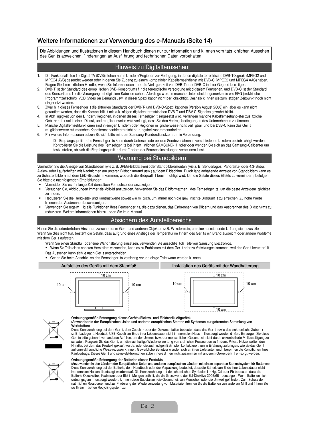 Samsung UE55D6750WSXZF manual Weitere Informationen zur Verwendung des e-Manuals Seite, Hinweis zu Digitalfernsehen 