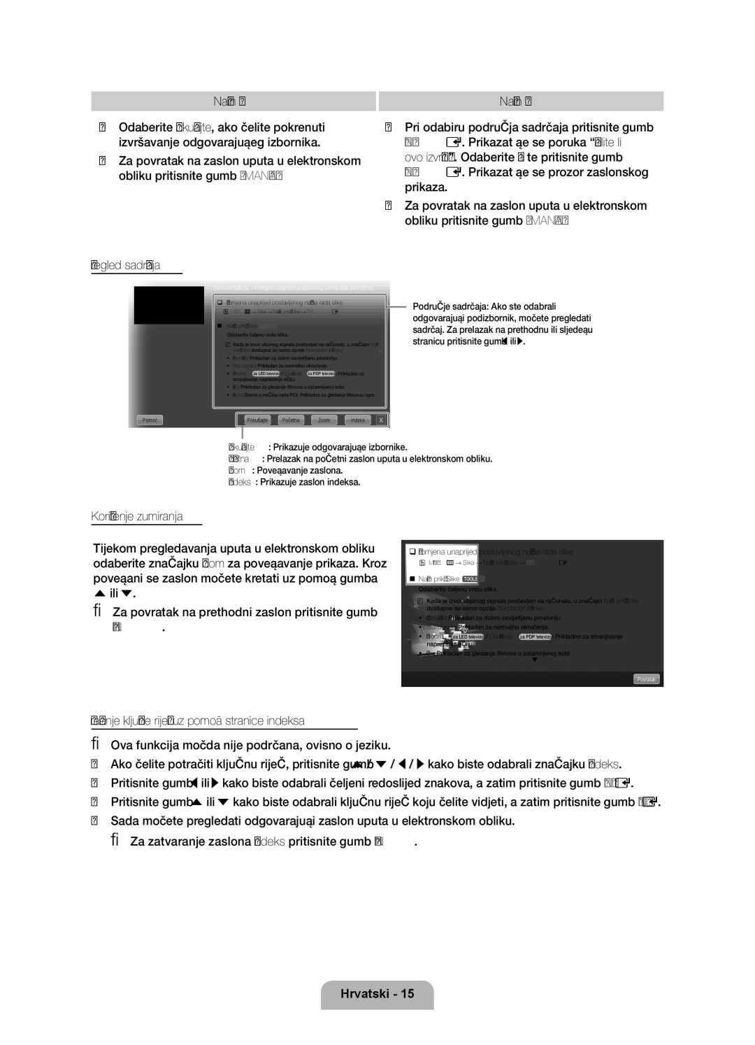 Samsung UE55D7000LSXXH, UE40D7000LSXXH manual Način, Pregled sadržaja, ‰‰Promjena unaprijed postavljenog načina rada slike 