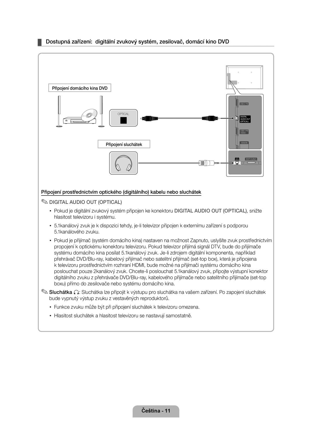 Samsung UE55D7000LSXZF, UE40D7000LSXXH, UE46D7000LSXXH, UE55D7000LSXXH, UE46D7000LSXZF manual Připojení domácího kina DVD 