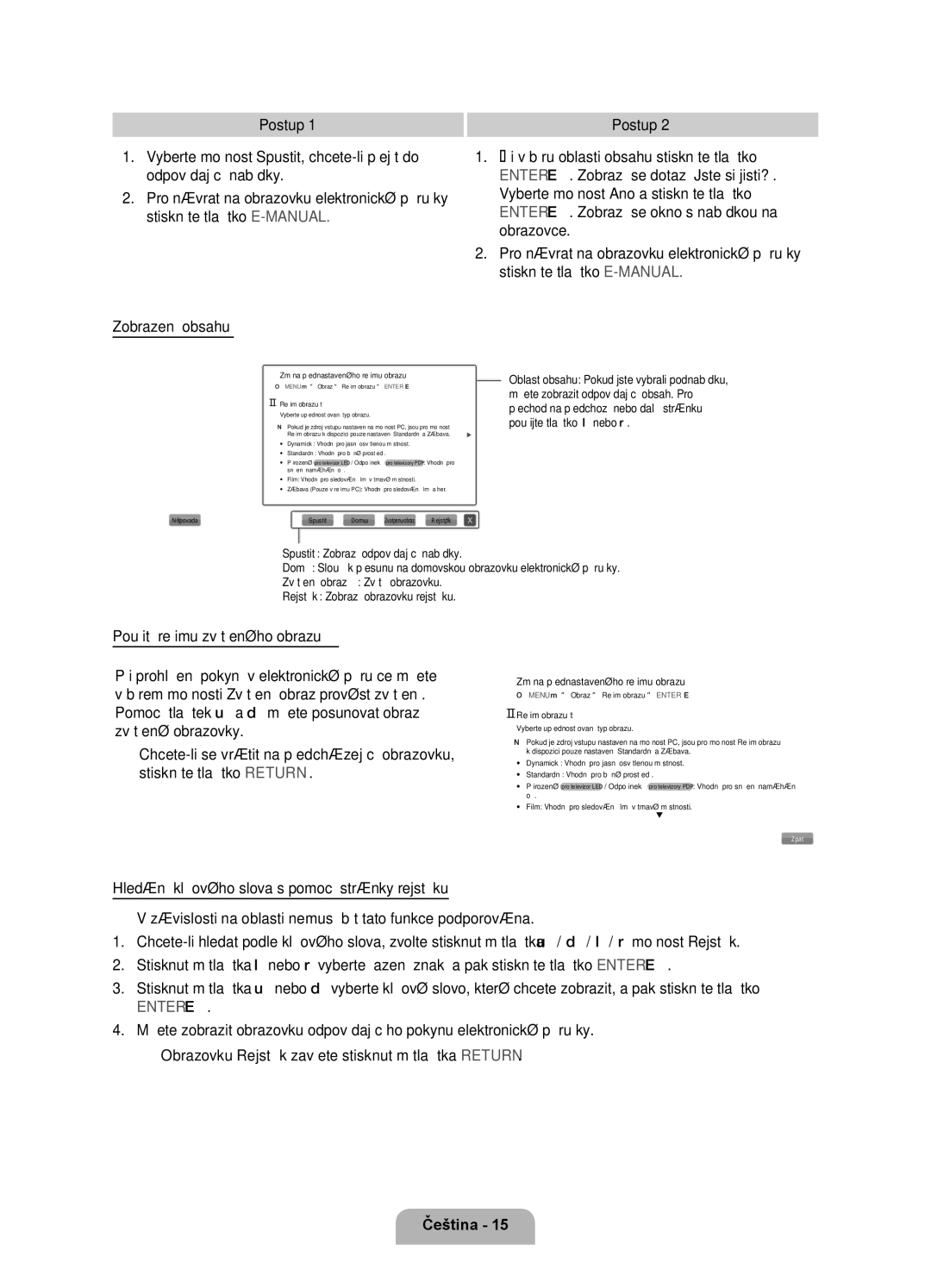 Samsung UE55D7000LSXXH, UE40D7000LSXXH manual ‰‰Změna přednastaveného režimu obrazu, ‰‰ Změna přednastaveného režimu obrazu 