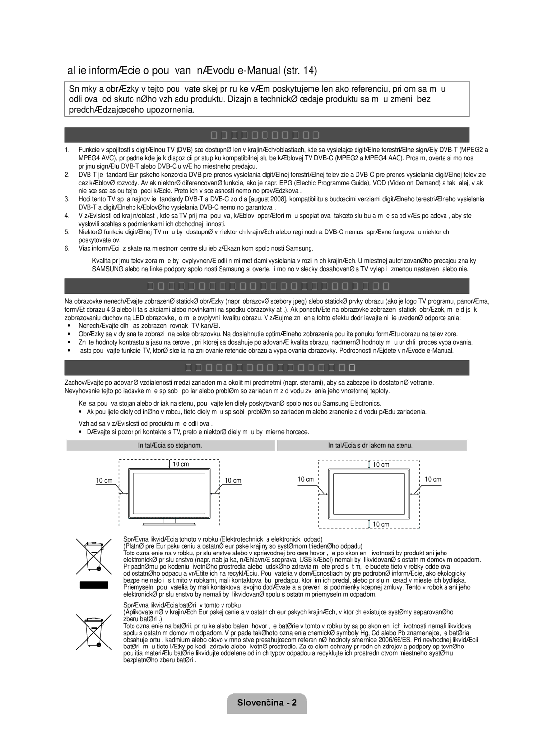 Samsung UE46D7000LSXZF, UE40D7000LSXXH manual Ďalšie informácie o používaní návodu e-Manual str, Oznam pre digitálnu TV 