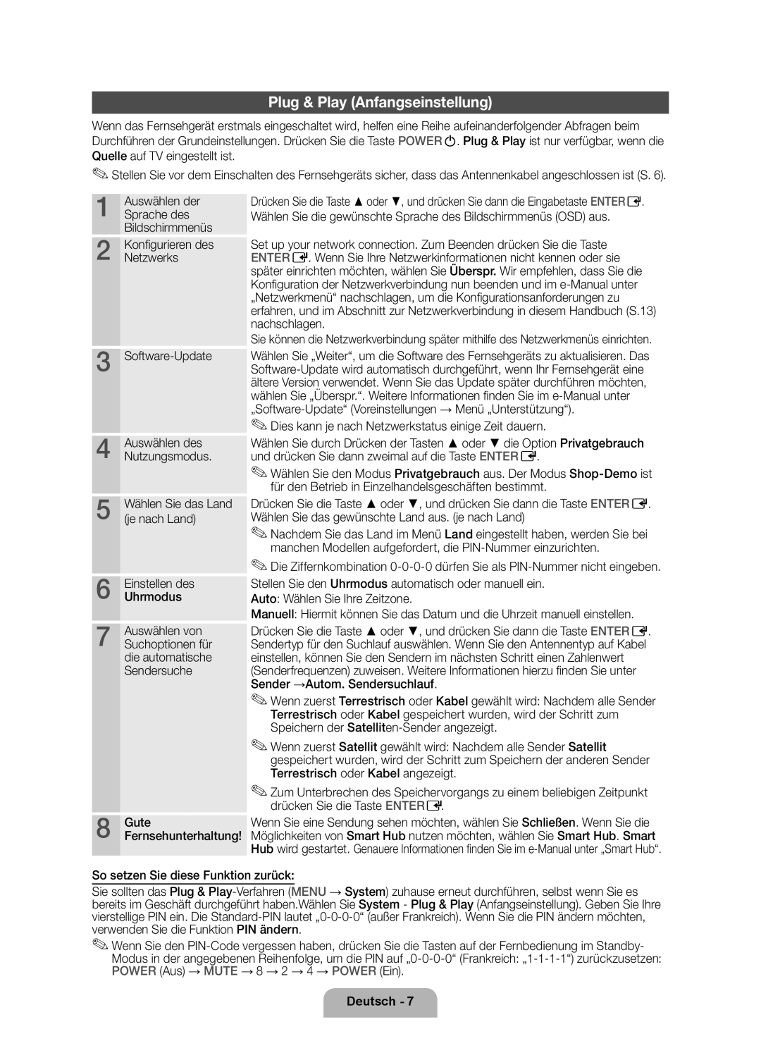 Samsung UE46D7000LSXZF manual Plug & Play Anfangseinstellung, Software-Update, Je nach Land, KonfigurierenNetzwerks des 