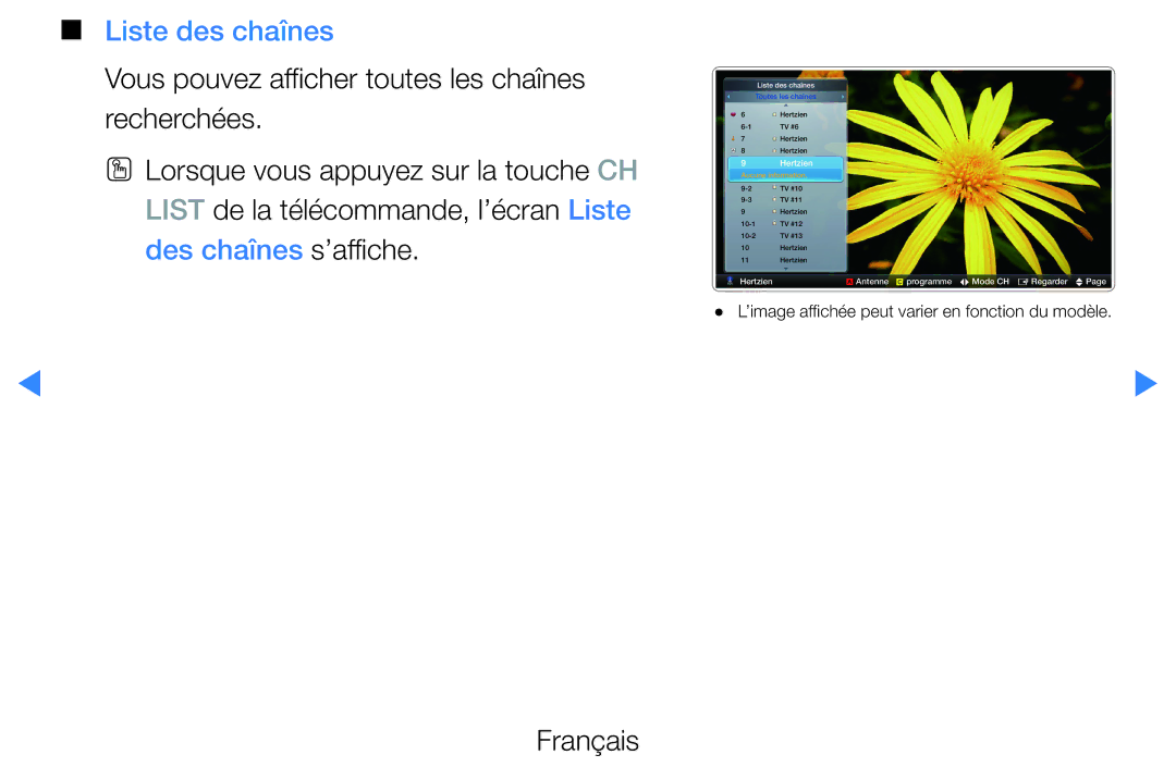 Samsung UE55D7000LSXZF, UE40D7000LSXZF, UE55D8000YSXZF, UE60D8000YSXZF, UE40D8000YQXZT, UE40D8000YSXZF manual Liste des chaînes 