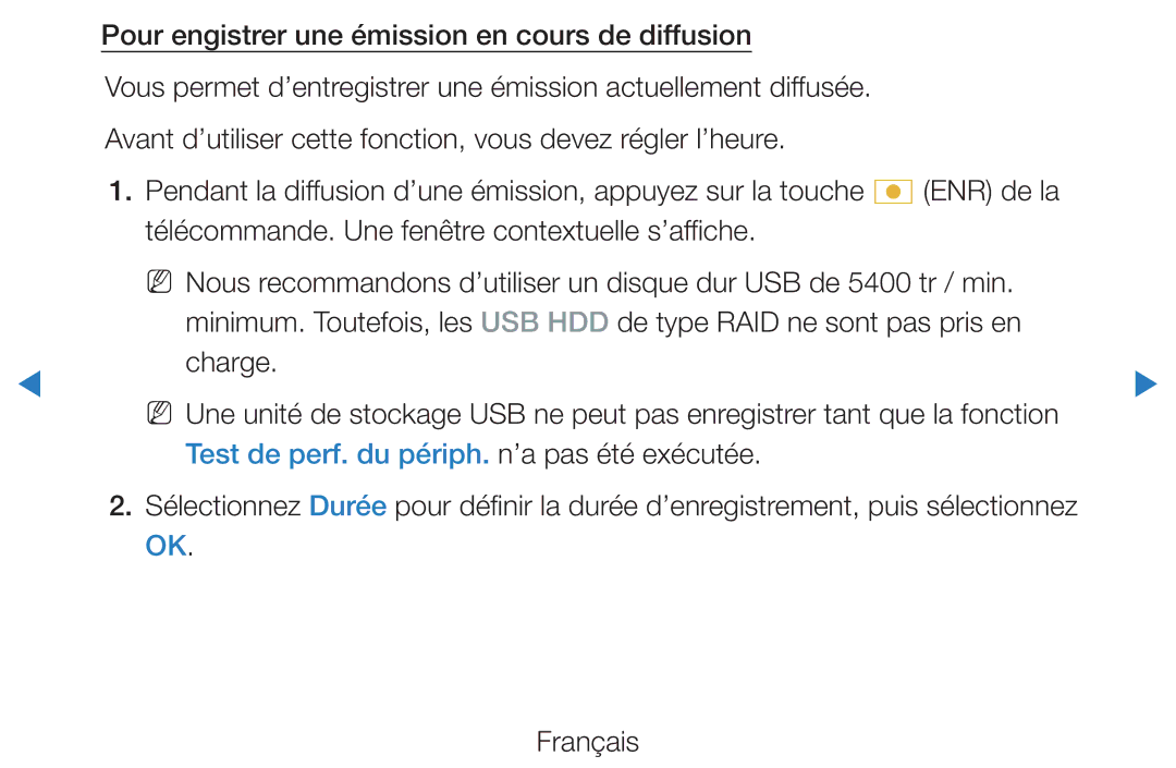 Samsung UE40D8000YSXZF, UE40D7000LSXZF, UE55D8000YSXZF, UE60D8000YSXZF manual Test de perf. du périph. n’a pas été exécutée 