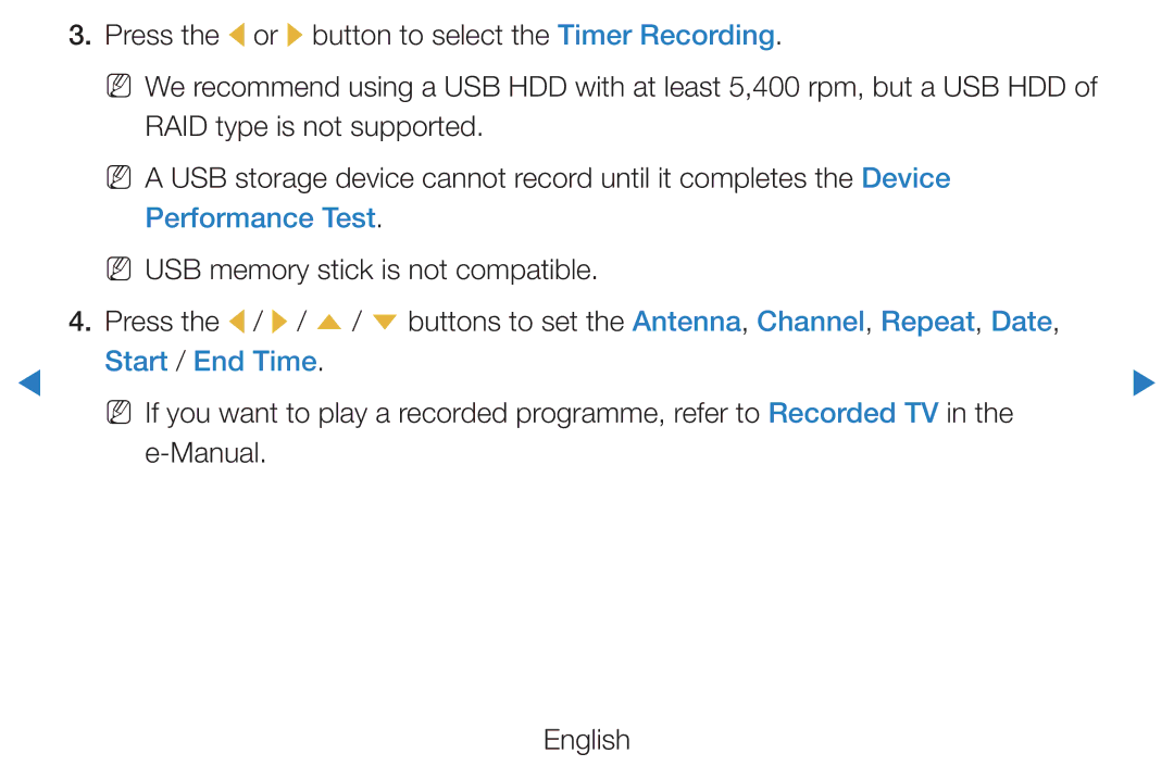 Samsung UE55D8000YSXXH, UE40D8000YSXXH, UE40D7000LSXXH, UE40D8090YSXZG, UE46D7000LSXTK manual Start / End Time, Manual English 