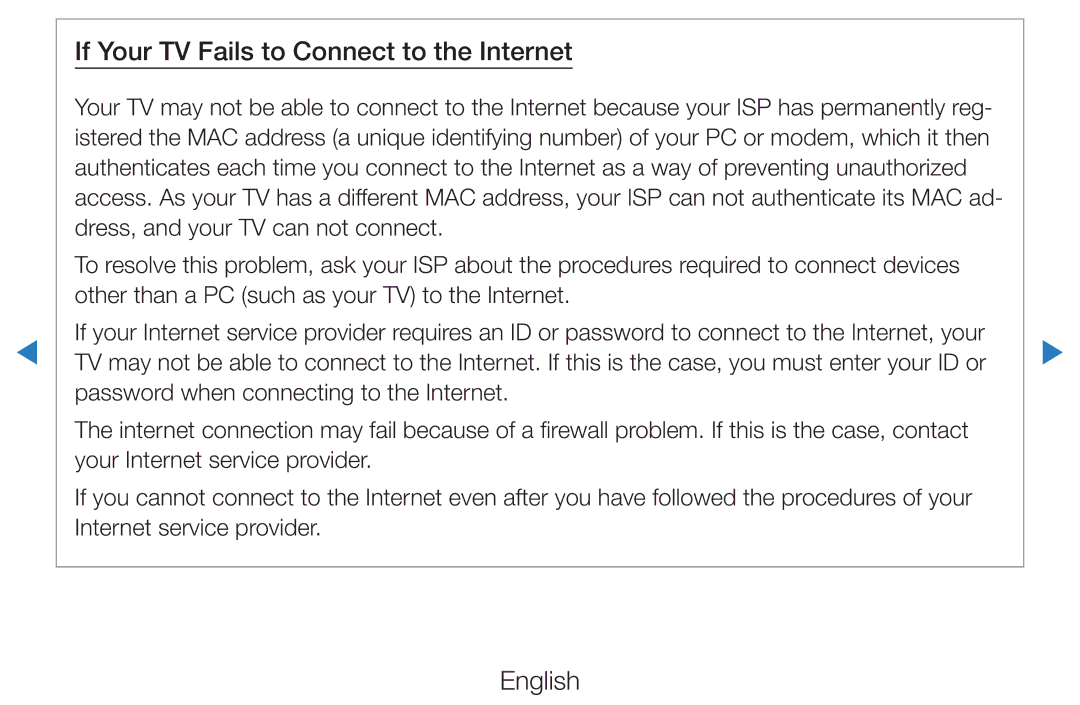 Samsung UE40D8000YSXZF, UE40D8000YSXXH, UE40D7000LSXXH, UE40D8090YSXZG manual If Your TV Fails to Connect to the Internet 