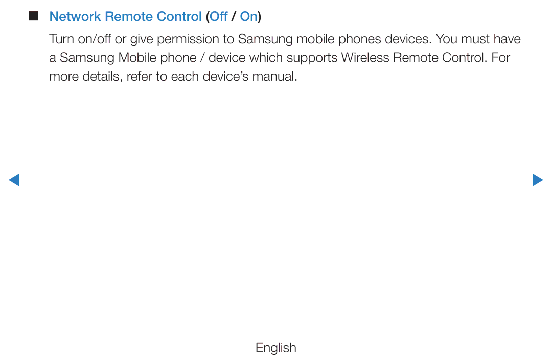 Samsung UE46D8000YSXBY, UE40D8000YSXXH, UE40D7000LSXXH, UE40D8090YSXZG, UE46D7000LSXTK manual Network Remote Control Off / On 