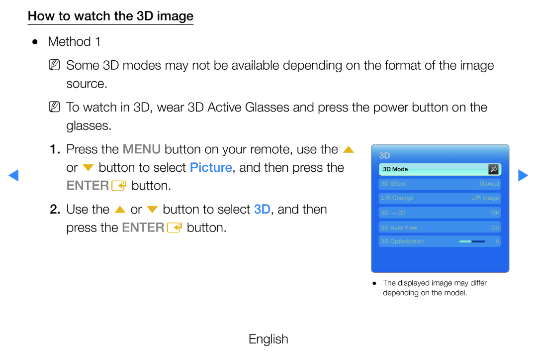 Samsung UE46D7000LSXXH, UE40D8000YSXXH, UE40D7000LSXXH, UE40D8090YSXZG, UE46D7000LSXTK manual 3D Mode 3D Effect Manual 