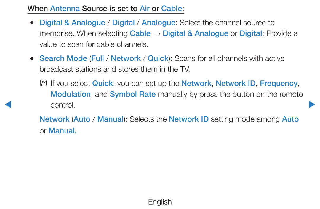 Samsung UE40D7000LSXZF, UE40D8000YSXXH, UE40D7000LSXXH manual When Antenna Source is set to Air or Cable, Control, Or Manual 