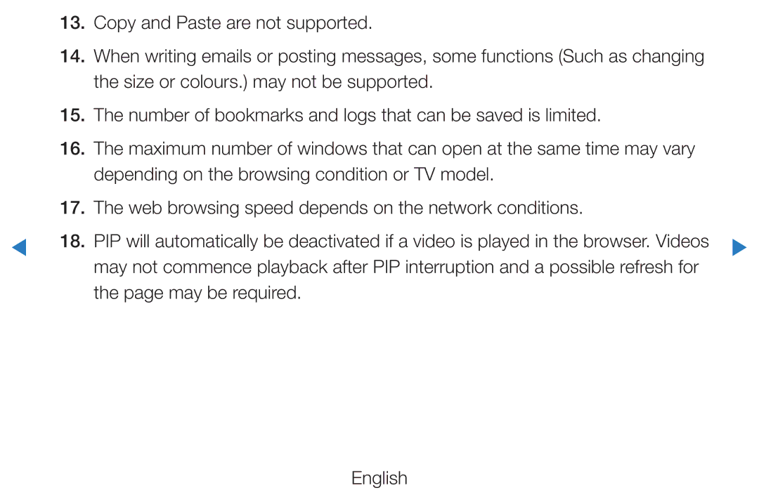 Samsung UE55D7000LSXXC, UE40D8000YSXXH, UE40D7000LSXXH, UE40D8090YSXZG, UE46D7000LSXTK manual Copy and Paste are not supported 