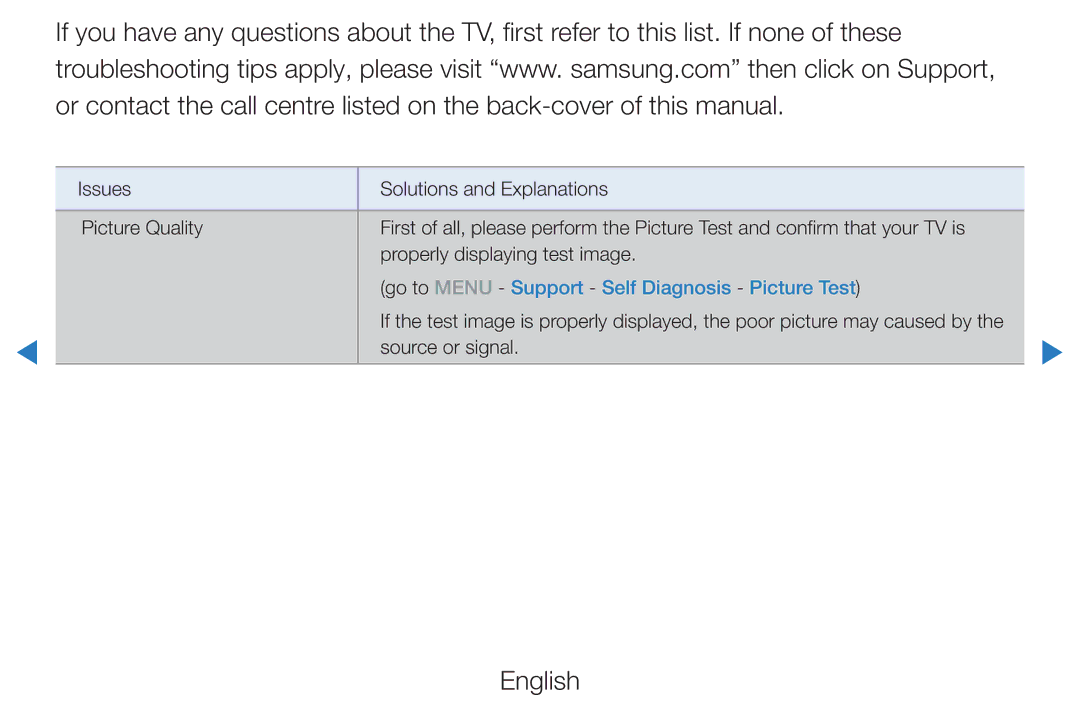 Samsung UA55D7000LNXTW, UE40D8000YSXXH, UE40D7000LSXXH, UE40D8090YSXZG manual Go to Menu Support Self Diagnosis Picture Test 