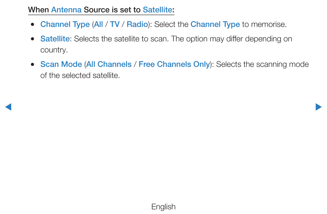 Samsung UE60D8000YSXZF, UE40D8000YSXXH, UE40D7000LSXXH, UE40D8090YSXZG manual When Antenna Source is set to Satellite 