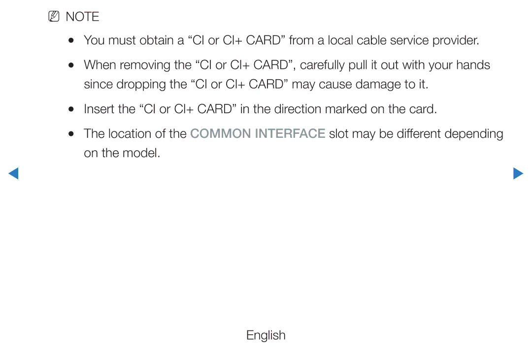 Samsung UE46D7000LSXRU, UE40D8000YSXXH manual Since dropping the CI or CI+ Card may cause damage to it, On the model 