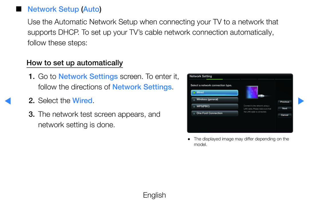 Samsung UE55D8000YSXXH, UE40D8000YSXXH, UE40D7000LSXXH, UE40D8090YSXZG, UE46D7000LSXTK Network Setup Auto, Network Setting 