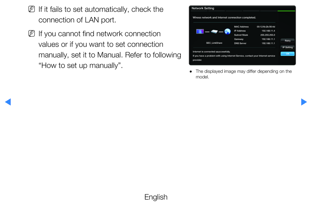 Samsung UE55D7000LSXXH, UE40D8000YSXXH, UE40D7000LSXXH, UE40D8090YSXZG manual Wiress network and Internet connection completed 