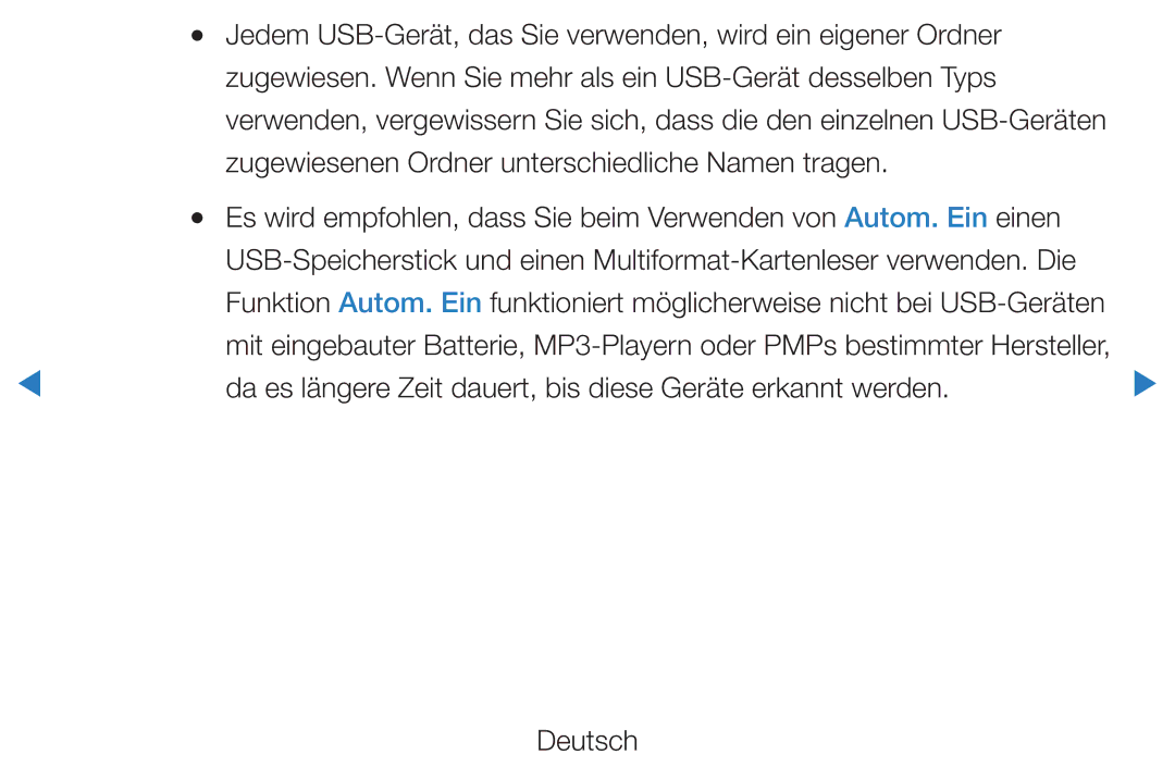 Samsung UE40D8000YSXXN, UE40D8000YSXXH, UE40D7000LSXXH manual Da es längere Zeit dauert, bis diese Geräte erkannt werden 