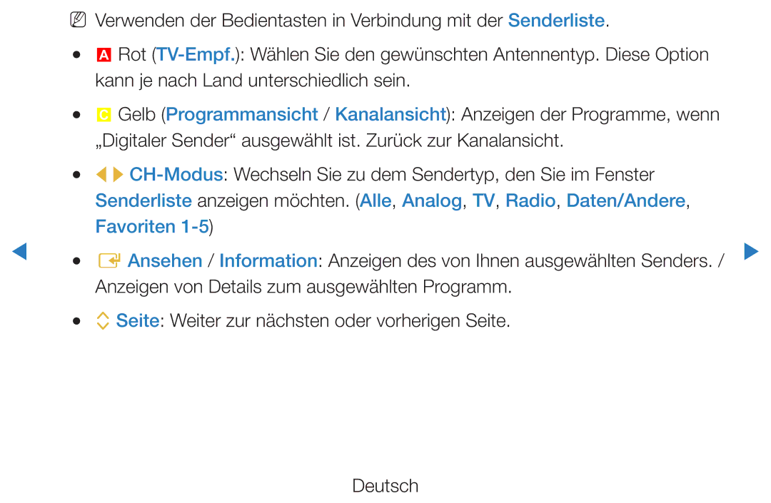 Samsung UE40D7000LSXXN, UE40D8000YSXXH, UE40D7000LSXXH manual Favoriten, Anzeigen von Details zum ausgewählten Programm 