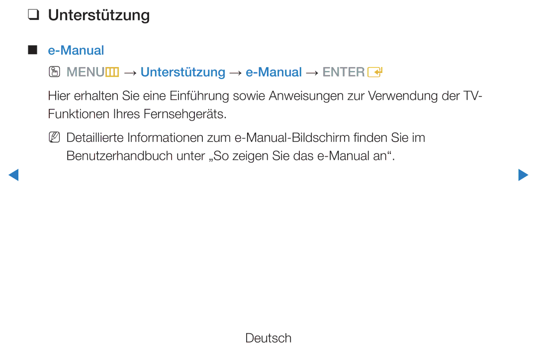 Samsung UE55D7000LSXXH, UE40D8000YSXXH, UE40D7000LSXXH manual Manual OO MENUm → Unterstützung → e-Manual → Entere 