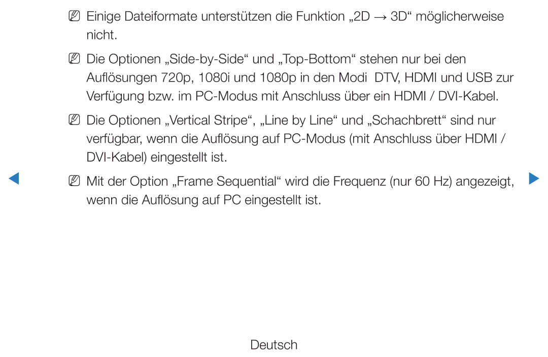 Samsung UE46D8000YSXXN, UE40D8000YSXXH, UE40D7000LSXXH, UE40D8090YSXZG manual Wenn die Auflösung auf PC eingestellt ist 