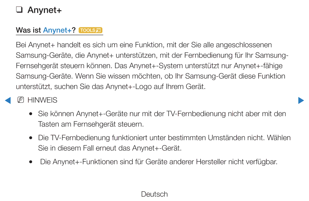 Samsung UE55D7000LSXXH manual Unterstützt, suchen Sie das Anynet+-Logo auf Ihrem Gerät, Tasten am Fernsehgerät steuern 