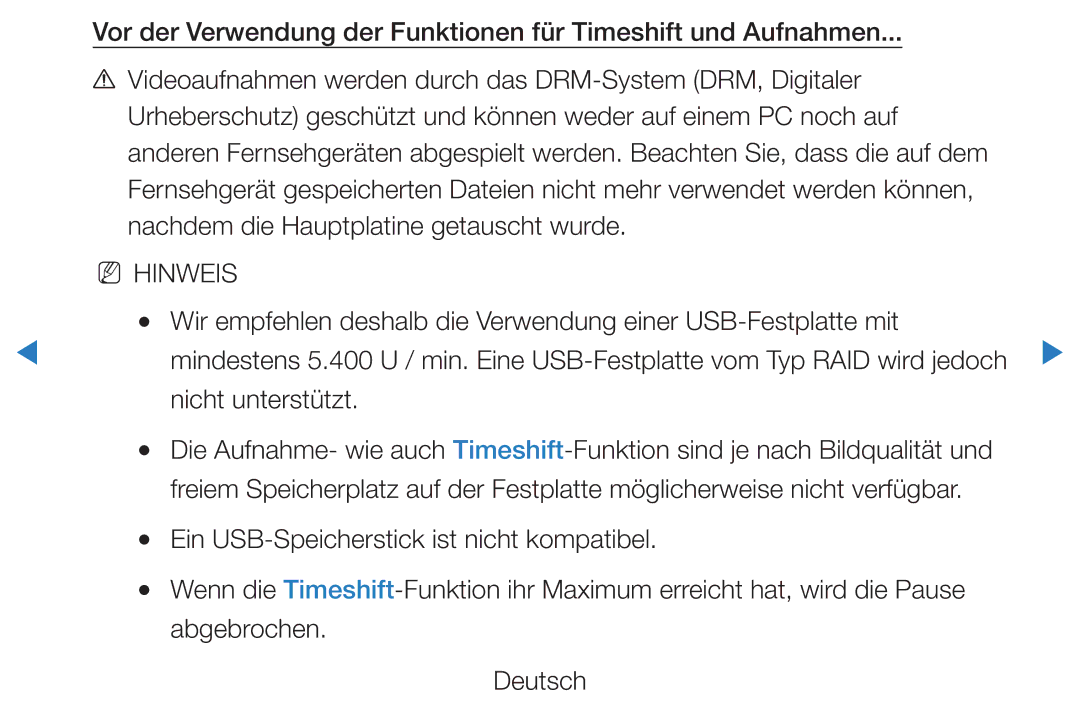 Samsung UE55D7000LSXXN, UE40D8000YSXXH manual Nicht unterstützt, Ein USB-Speicherstick ist nicht kompatibel, Abgebrochen 