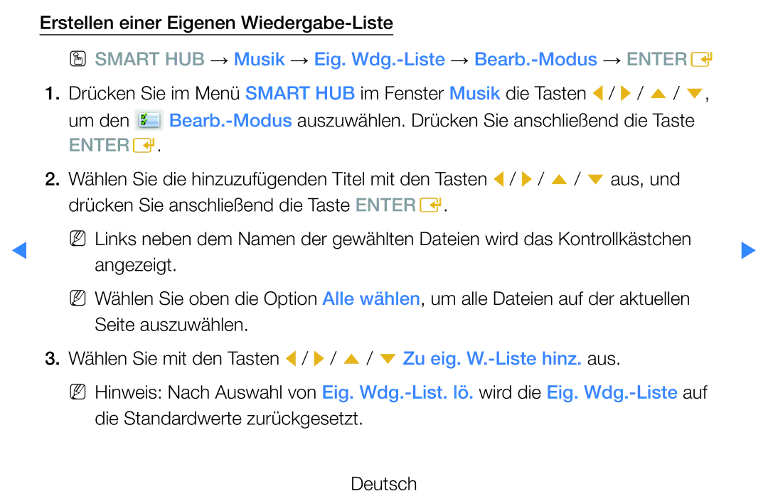 Samsung UE55D8000YSXTK, UE40D8000YSXXH, UE40D7000LSXXH, UE40D8090YSXZG manual Erstellen einer Eigenen Wiedergabe-Liste 