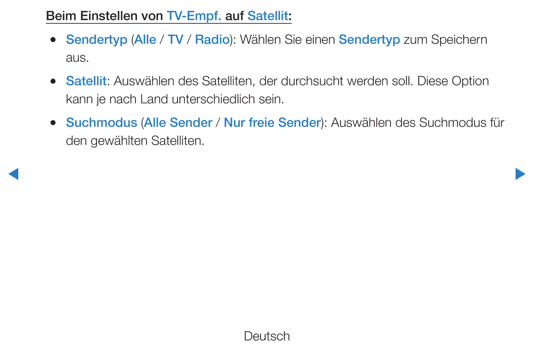 Samsung UE55D7000LSXZF, UE40D8000YSXXH, UE40D7000LSXXH, UE40D8090YSXZG manual Beim Einstellen von TV-Empf.auf Satellit 