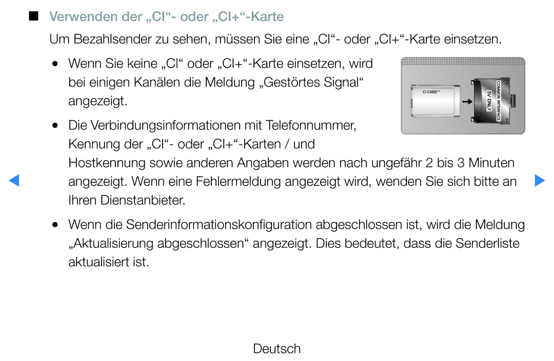 Samsung UE46D7000LSXXH, UE40D8000YSXXH, UE40D7000LSXXH manual Verwenden der „CI- oder „CI+-Karte, Ihren Dienstanbieter 