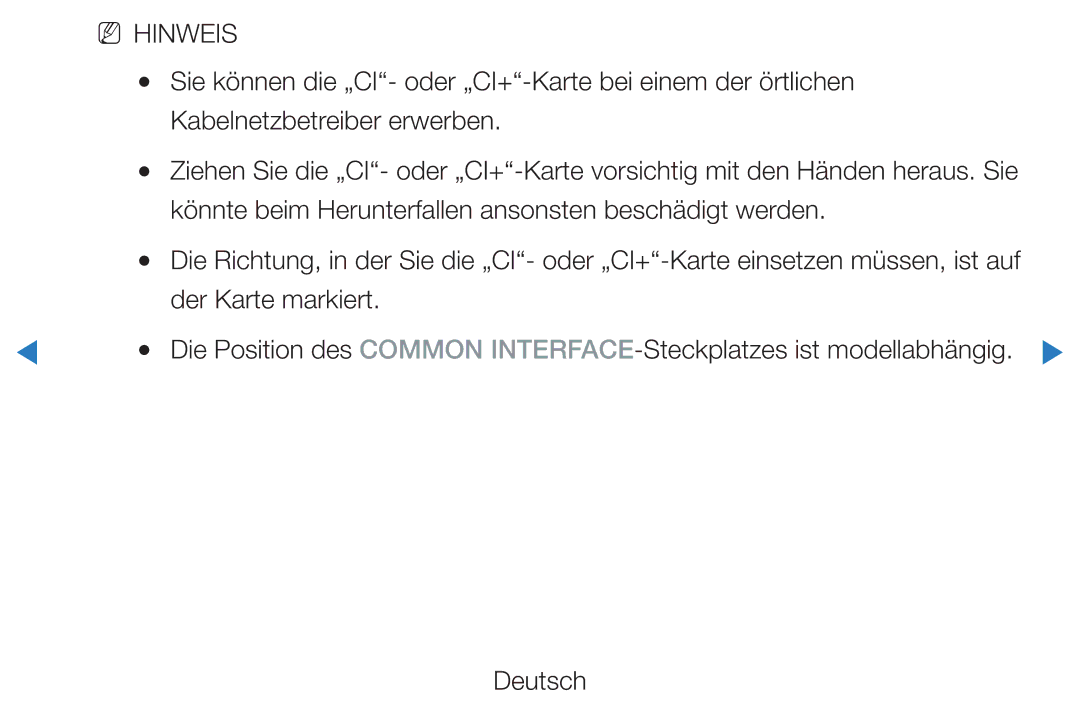 Samsung UE55D8000YQXZT manual Sie können die „CI- oder „CI+-Karte bei einem der örtlichen, Kabelnetzbetreiber erwerben 