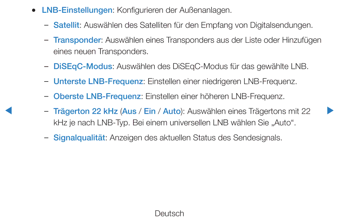 Samsung UE40D8090YSXZG, UE40D8000YSXXH, UE40D7000LSXXH, UE46D7000LSXTK manual LNB-Einstellungen Konfigurieren der Außenanlagen 