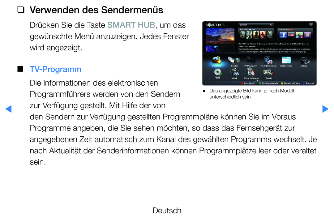 Samsung UE46D7000LSXXH, UE40D8000YSXXH, UE40D7000LSXXH, UE40D8090YSXZG, UE46D7000LSXTK Verwenden des Sendermenüs, TV-Programm 
