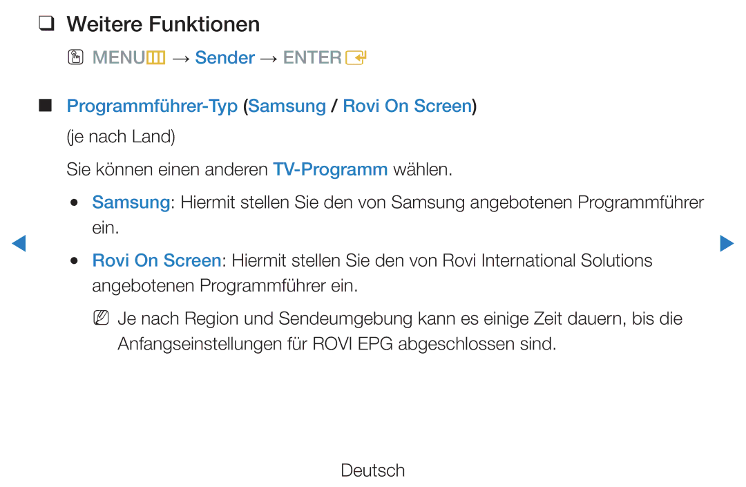 Samsung UE46D7090LSXZG, UE40D8000YSXXH, UE40D7000LSXXH manual Weitere Funktionen, Programmführer-Typ Samsung / Rovi On Screen 
