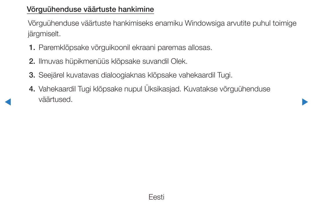 Samsung UE55D8000YSXXH, UE40D8000YSXXH, UE40D7000LSXXH, UE46D7000LSXXH, UE55D7000LSXXH, UE46D8000YSXXH manual Väärtused 