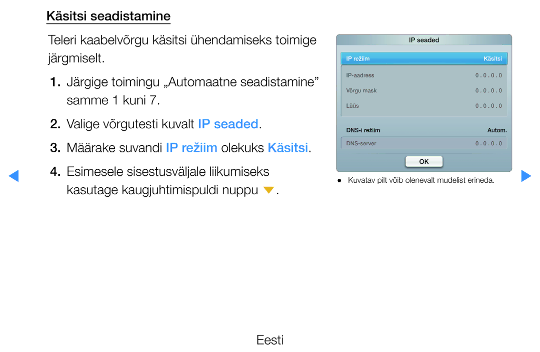 Samsung UE55D7000LSXXH, UE40D8000YSXXH, UE40D7000LSXXH, UE46D7000LSXXH manual Kasutage kaugjuhtimispuldi nuppu d Eesti 