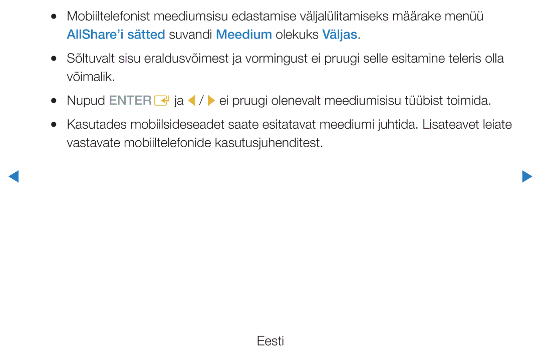 Samsung UE55D8000YSXXH, UE40D8000YSXXH, UE40D7000LSXXH manual AllShare’i sätted suvandi Meedium olekuks Väljas, Võimalik 