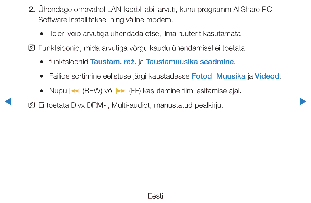 Samsung UE46D8000YSXXH, UE40D8000YSXXH, UE40D7000LSXXH, UE46D7000LSXXH Funktsioonid Taustam. rež. ja Taustamuusika seadmine 