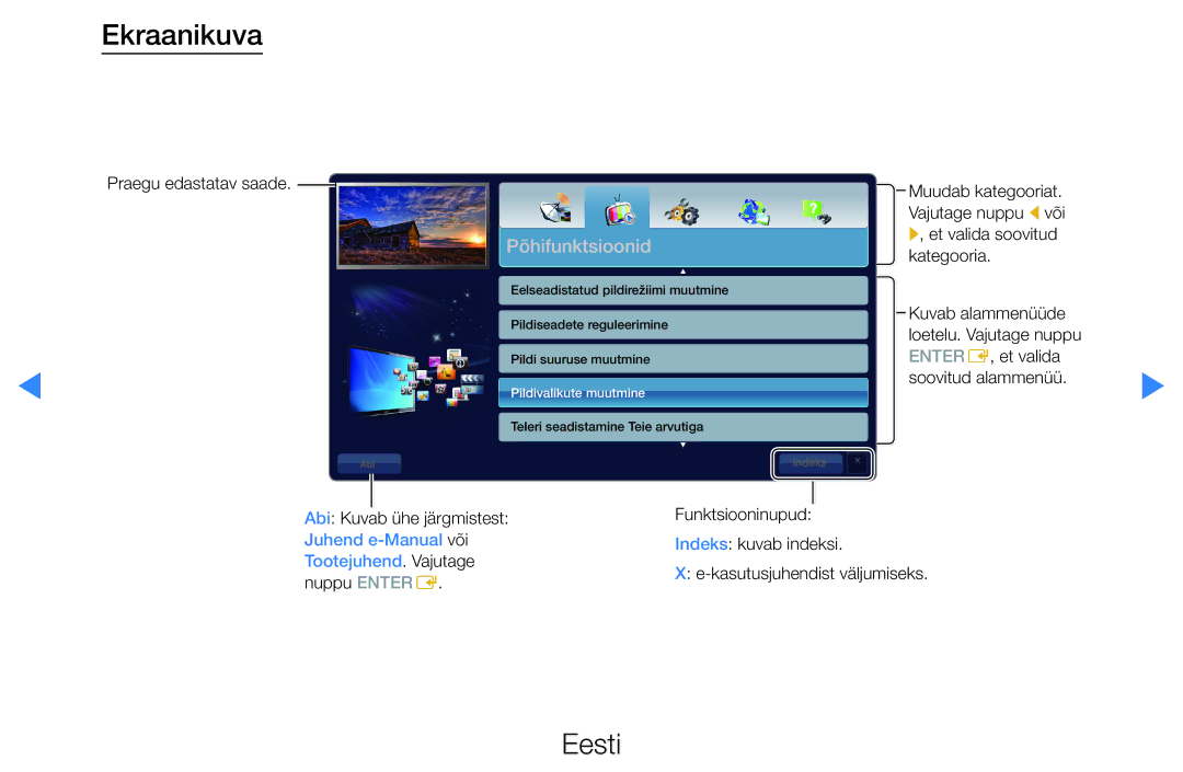 Samsung UE55D7000LSXXH, UE40D8000YSXXH, UE40D7000LSXXH, UE46D7000LSXXH, UE55D8000YSXXH, UE46D8000YSXXH manual Põhifunktsioonid 