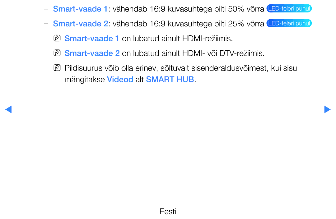 Samsung UE46D7000LSXXH, UE40D8000YSXXH, UE40D7000LSXXH manual Smart-vaade 1 vähendab 169 kuvasuhtega pilti 50% võrra 