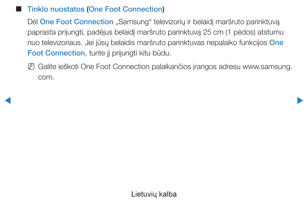 Samsung UE40D7000LSXXH, UE40D8000YSXXH, UE46D7000LSXXH, UE55D8000YSXXH, UE55D7000LSXXH Tinklo nuostatos One Foot Connection 