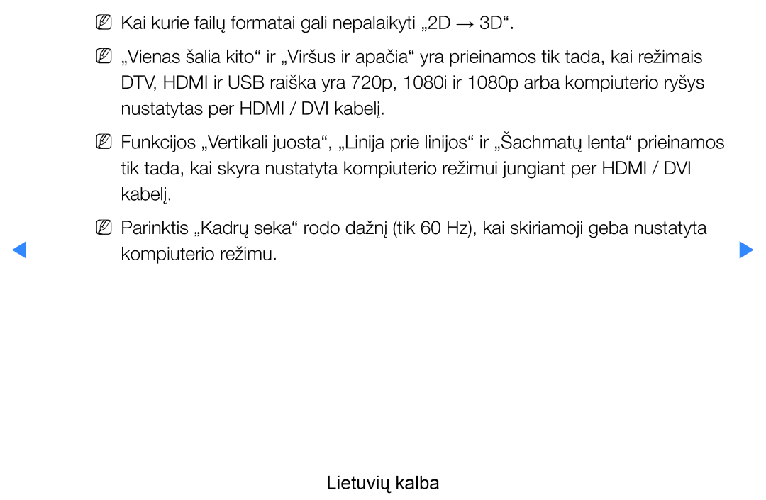 Samsung UE55D8090YSXZG manual NN Kai kurie failų formatai gali nepalaikyti „2D → 3D, Nustatytas per Hdmi / DVI kabelį 