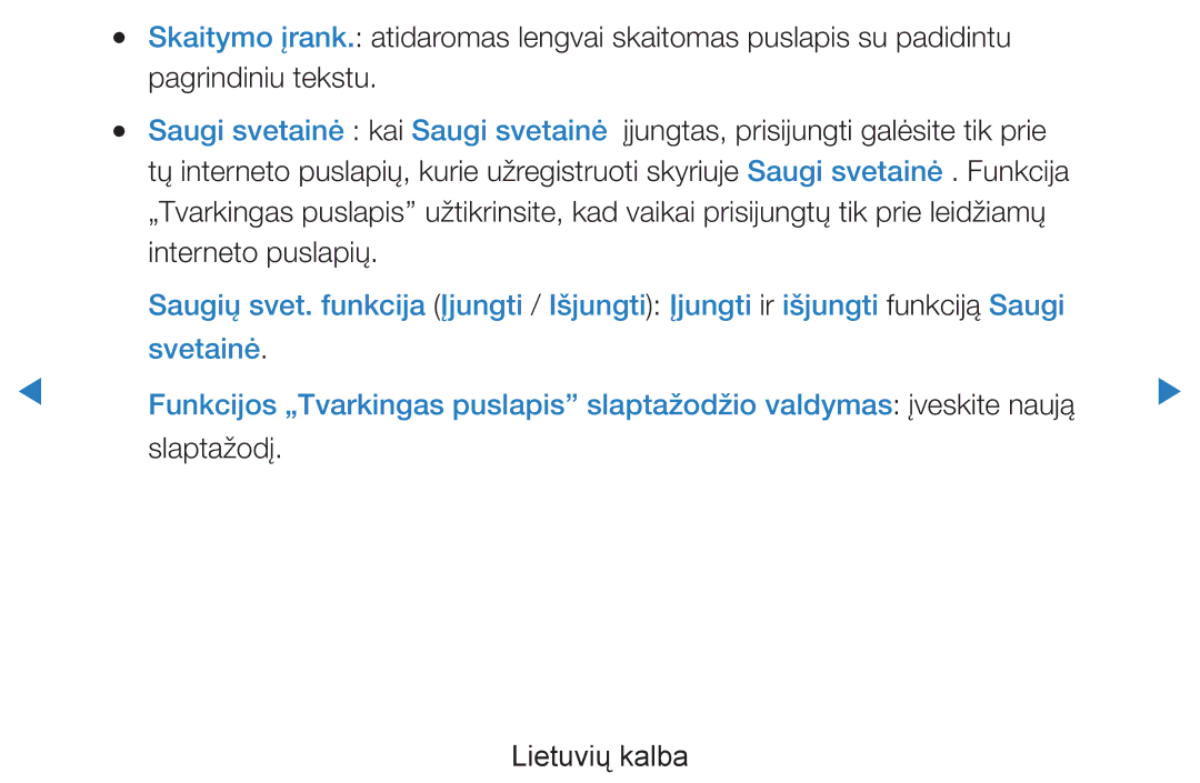 Samsung UE46D8000YSXXH, UE40D8000YSXXH, UE40D7000LSXXH, UE46D7000LSXXH, UE55D8000YSXXH manual Slaptažodį Lietuvių kalba 