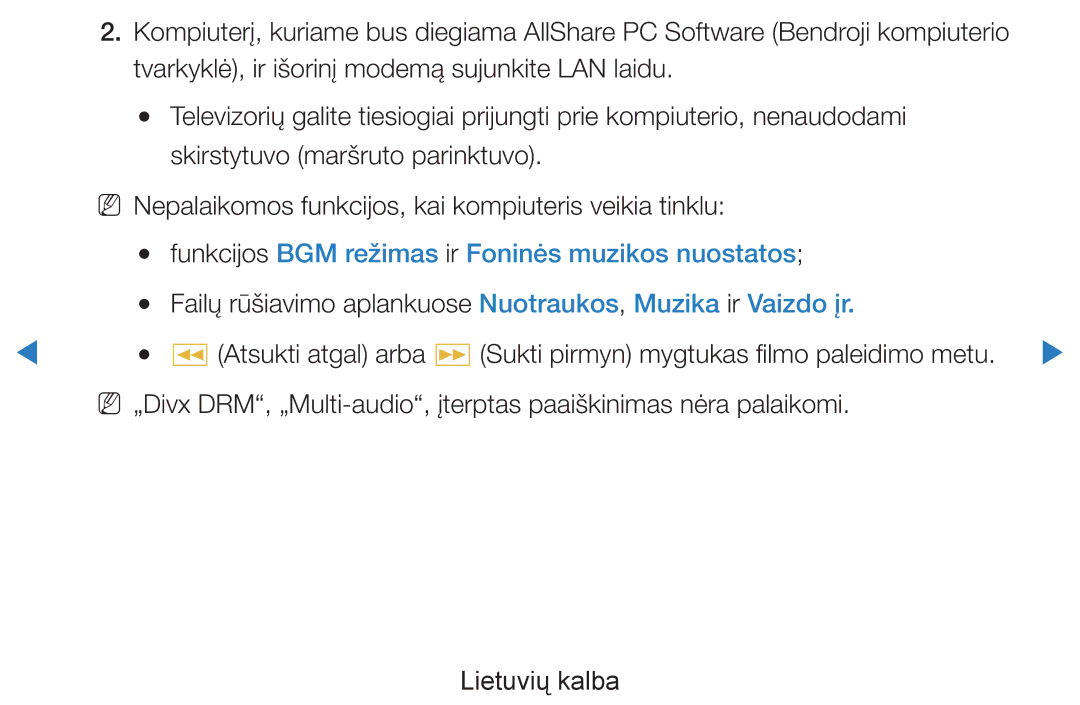 Samsung UE46D8000YSXXH, UE40D8000YSXXH, UE40D7000LSXXH, UE46D7000LSXXH Funkcijos BGM režimas ir Foninės muzikos nuostatos 